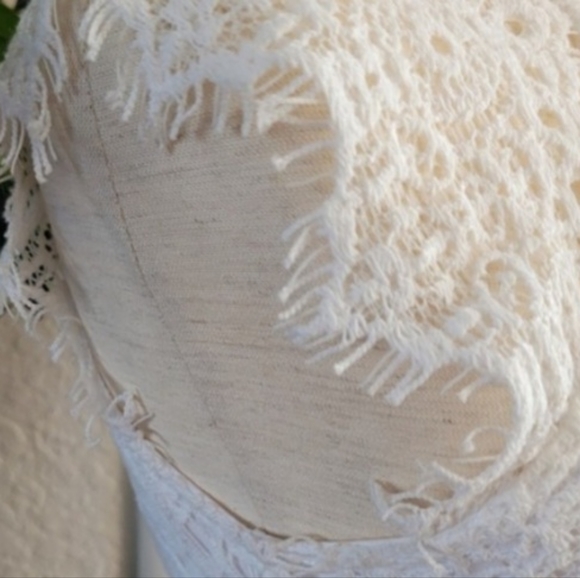 Vintage FloralPrint Lace Lure Bodycon Overlay Mini Dress White - Picture 7 of 12